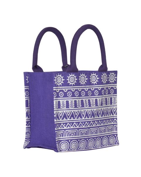 Aztec Print Jute Lunch Bag