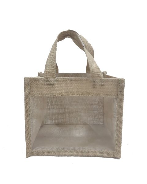Jute gift bag with transparent window