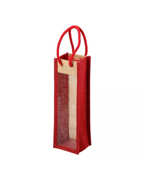 Red single bottle wine carrier bag