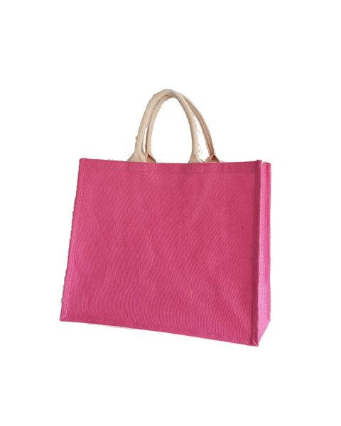 Dyed pink laminated jute bag