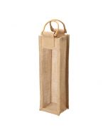 Natural single bottle wine carrier bag