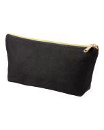 black pouch with gold zip
