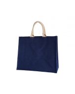 blue laminated jute shopping bag