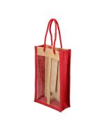 Red 2 bottle wine carrier bag